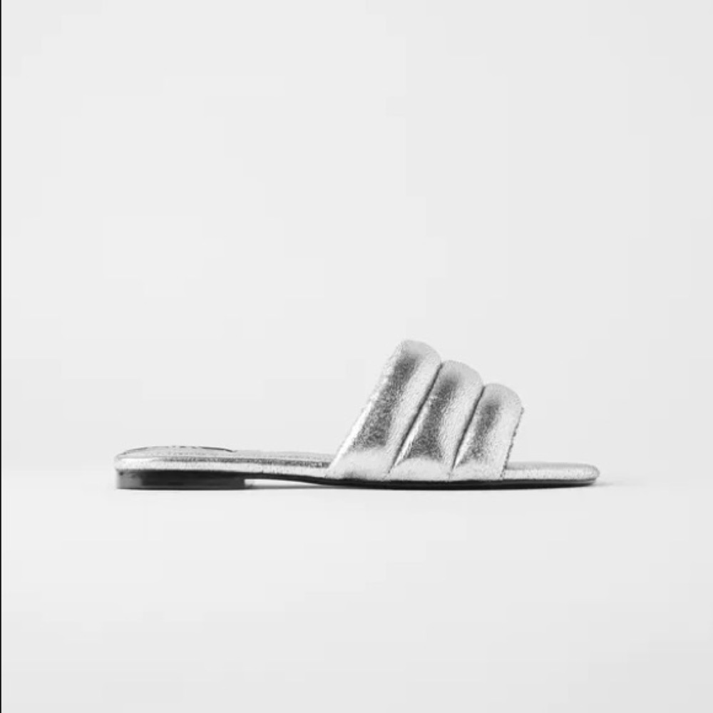 ZARA quilted sandals silver EUR 38 / US 7,5